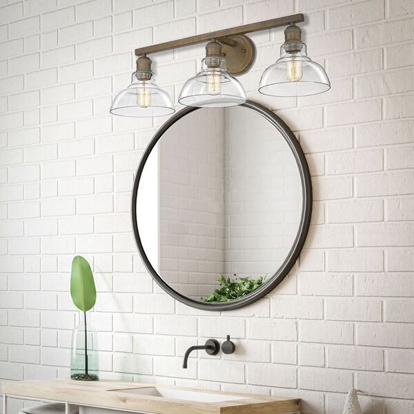 Carver Three-Light Bath Vanity with Clear Glass, image 5